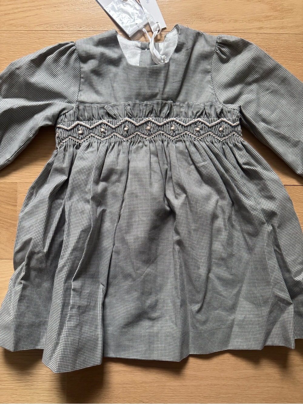 Tartine et Chocolat Gray Smocked Girls' Long-Sleeve Dress
